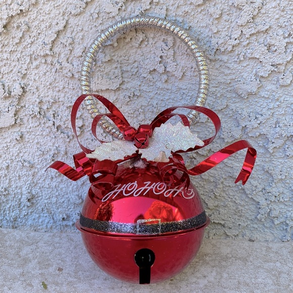 Ho Ho Ho Jingle Bells Ball Christmas Ornament Holiday Decor - Large Red 6.5” - Picture 1 of 4